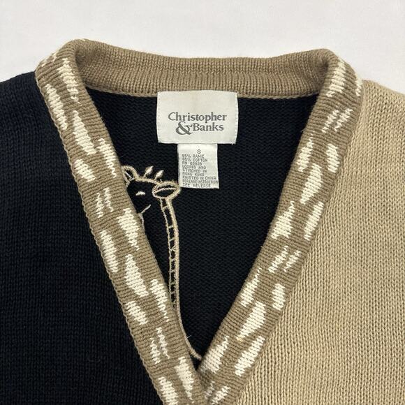 Vtg 90s Christopher & Banks Cardigan Sweater Size S Animal Embroidered Grandma - Picture 3 of 10